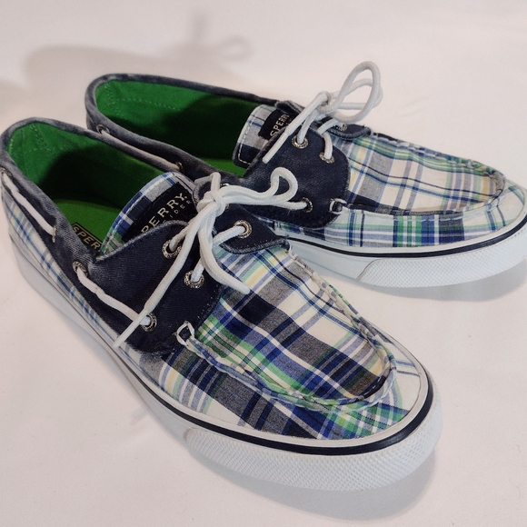 Sperry Shoes - Sperry Topsiders, blue, green and white sz 9